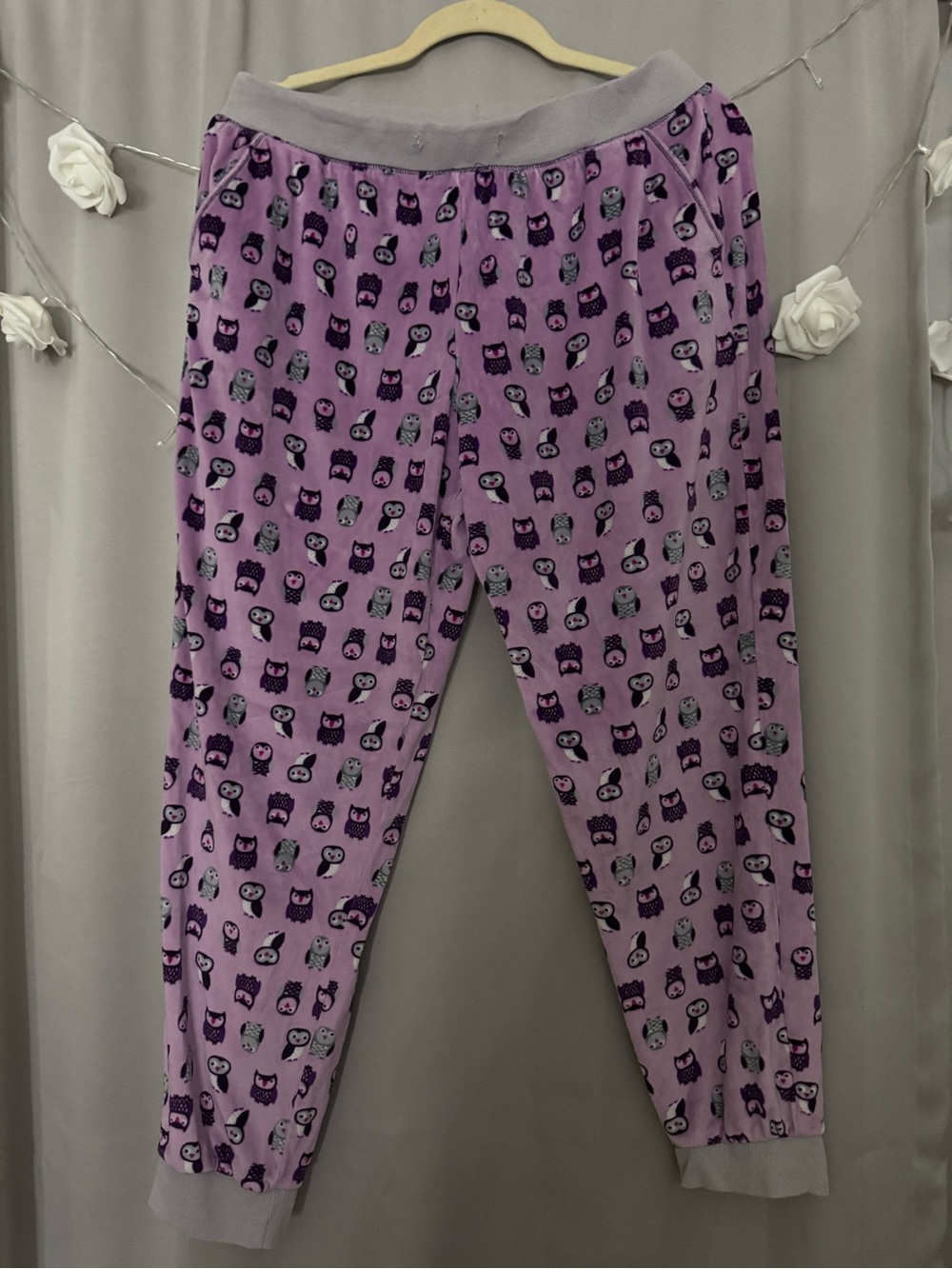 Purple Owl Print Joggers
